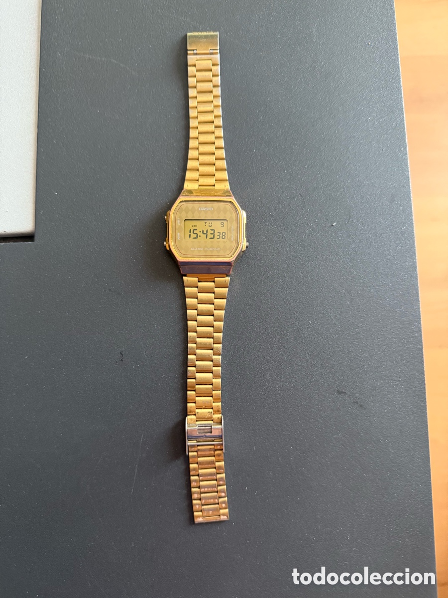 Relojes - Casio: . RELOJ CASIO. A 168. Dorado. Funcionando. Modelo dif&iacute;cil. Rombos - Foto 3