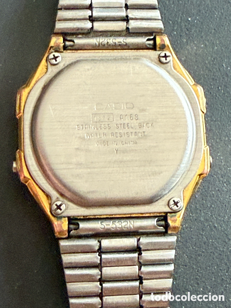 Relojes - Casio: . RELOJ CASIO. A 168. Dorado. Funcionando. Modelo dif&iacute;cil. Rombos - Foto 4