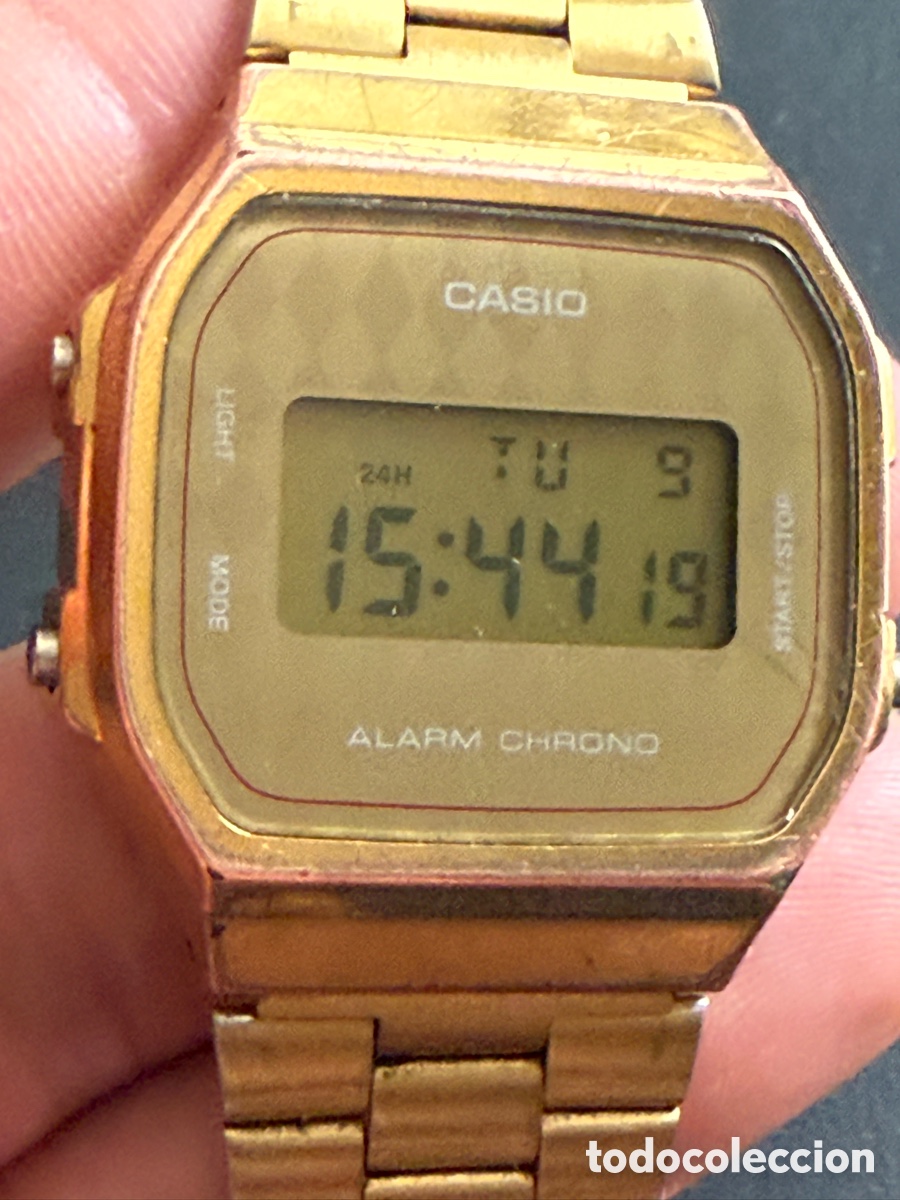 Relojes - Casio: . RELOJ CASIO. A 168. Dorado. Funcionando. Modelo dif&iacute;cil. Rombos - Foto 2