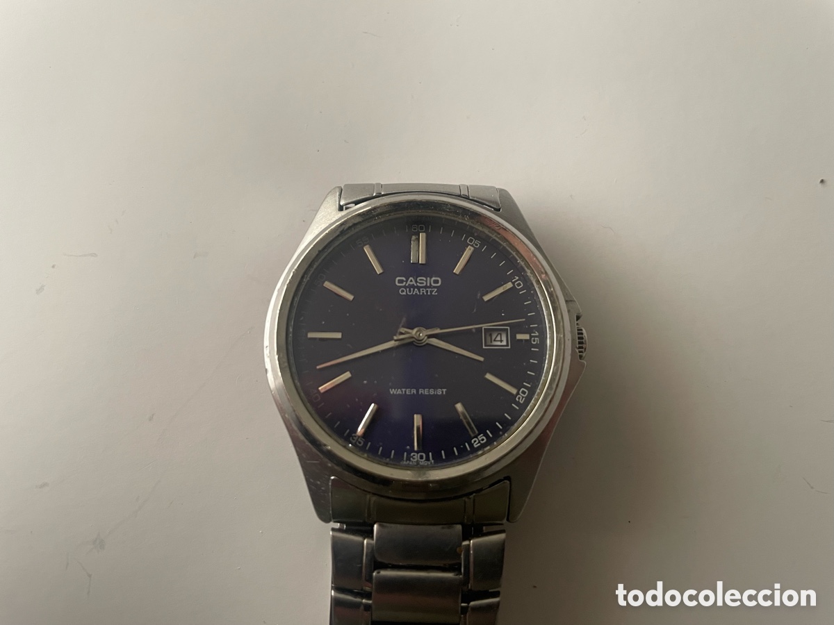 Relojes - Casio: Casio MTP-1183 Quartz Esfera Azul Acero Fecha Funcionando Japan Movt