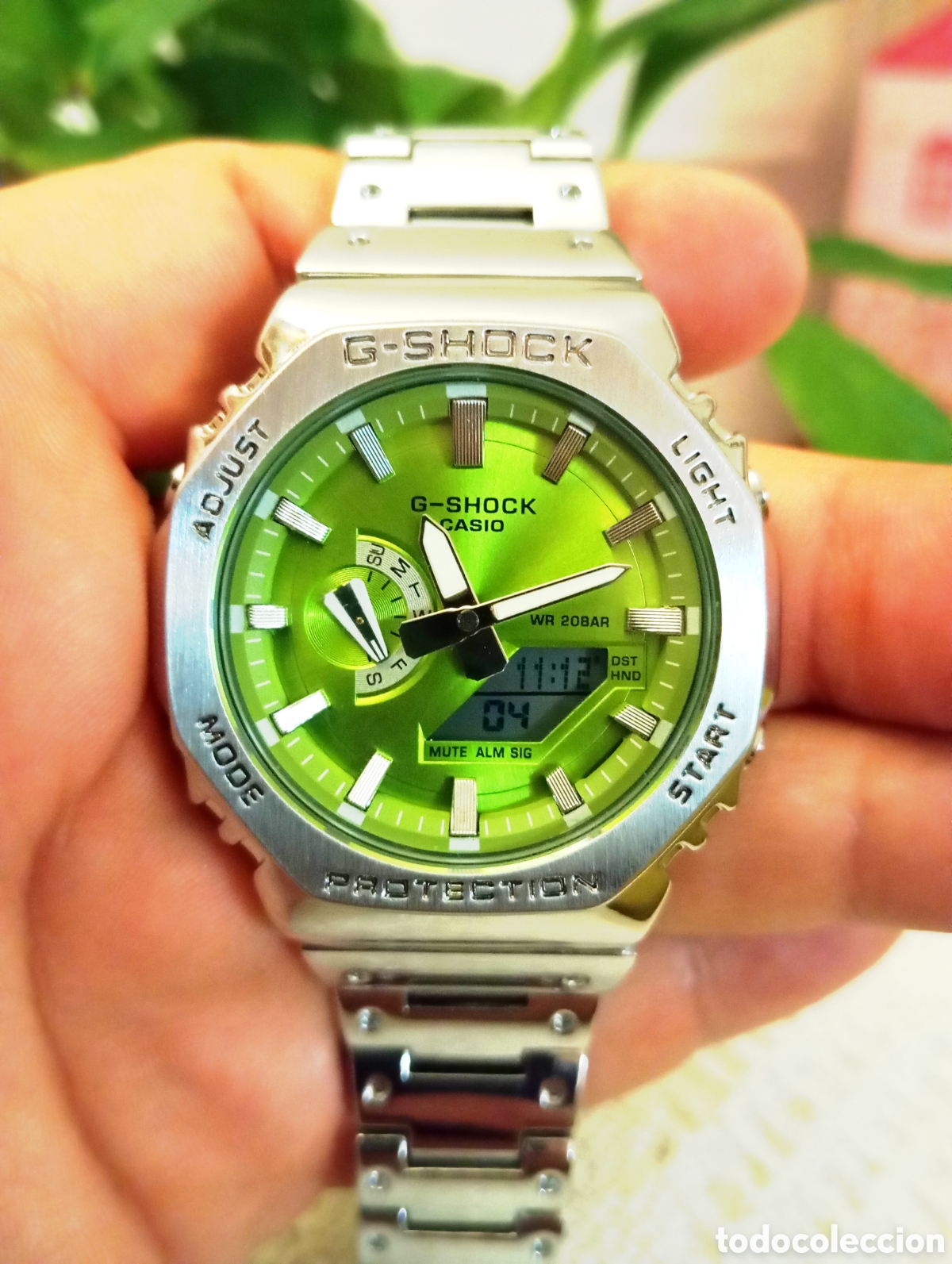 Relojes - Casio: Reloj Casio GShock plateado y verde