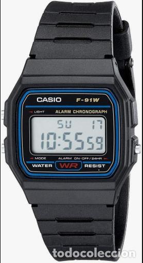 Relojes - Casio: CASIO Reloj Deportivo Casual F91W-1, Negro, Correa ORIGINAL