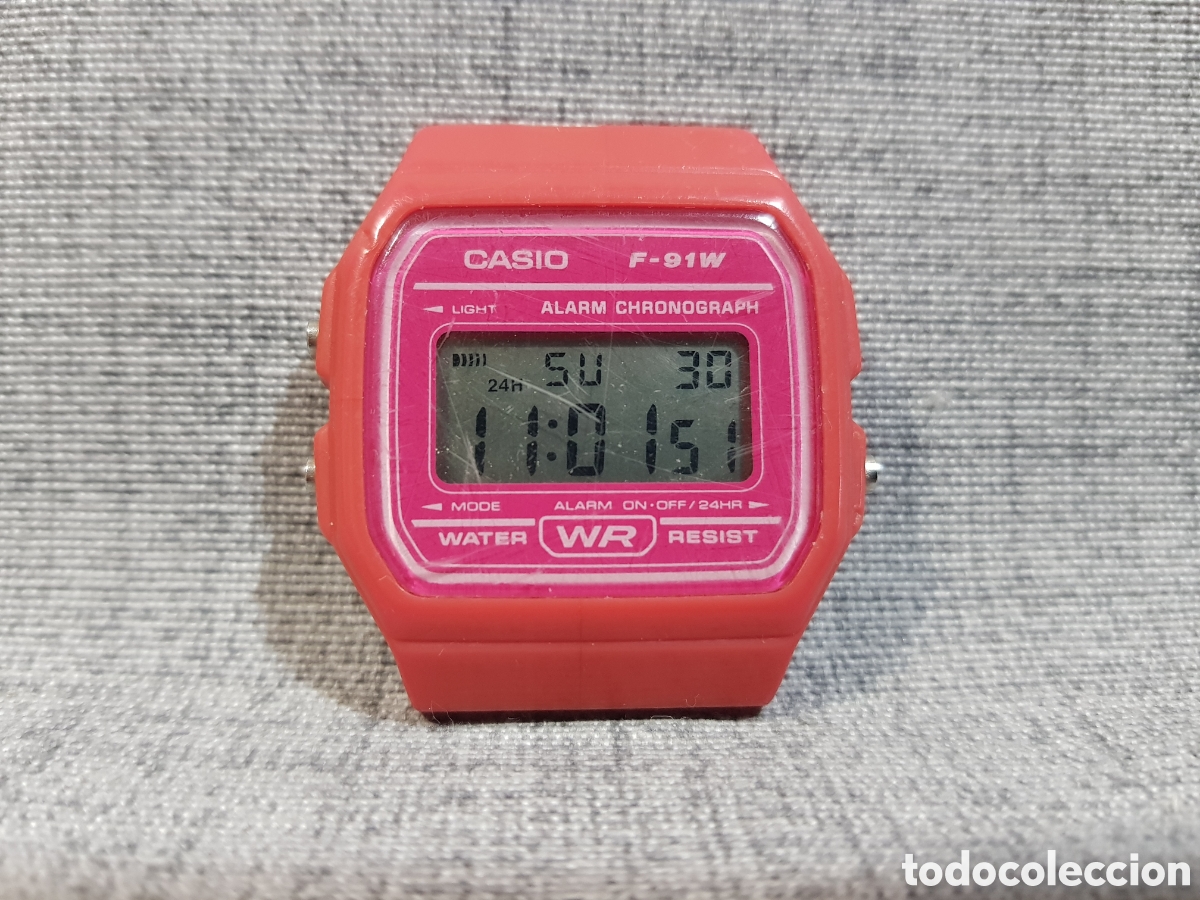 Relojes - Casio: CASIO 593 F-91W RELOJ PULSERA ESFERA DIGITAL COLOR ROSA (SOLO LA ESFERA. FALTA LA PULSERA)