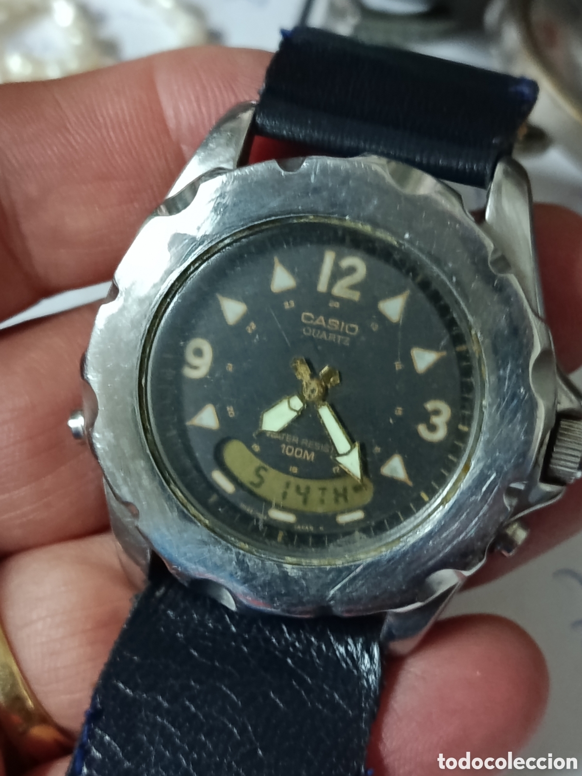 Relojes - Casio: RELOJ CASIO VINTAGE 388 AD-520 JAPAN. FUNCIONANDO. PERDIDA BISEL Y CORREA NO ORIGINAL