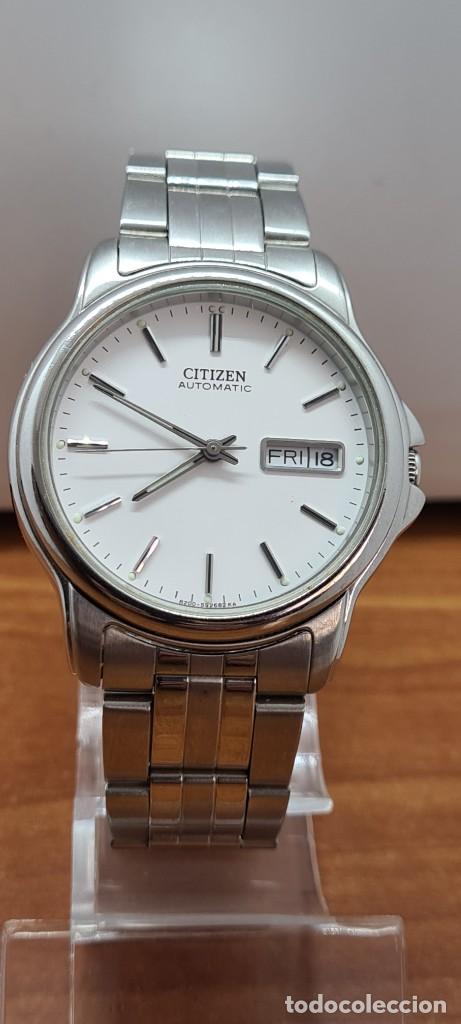 Relojes - Citizen: Reloj caballero (Vintage) CITIZEN automático acero, esfera blanca, doble calendario, correa original - Foto 4 - 284416108