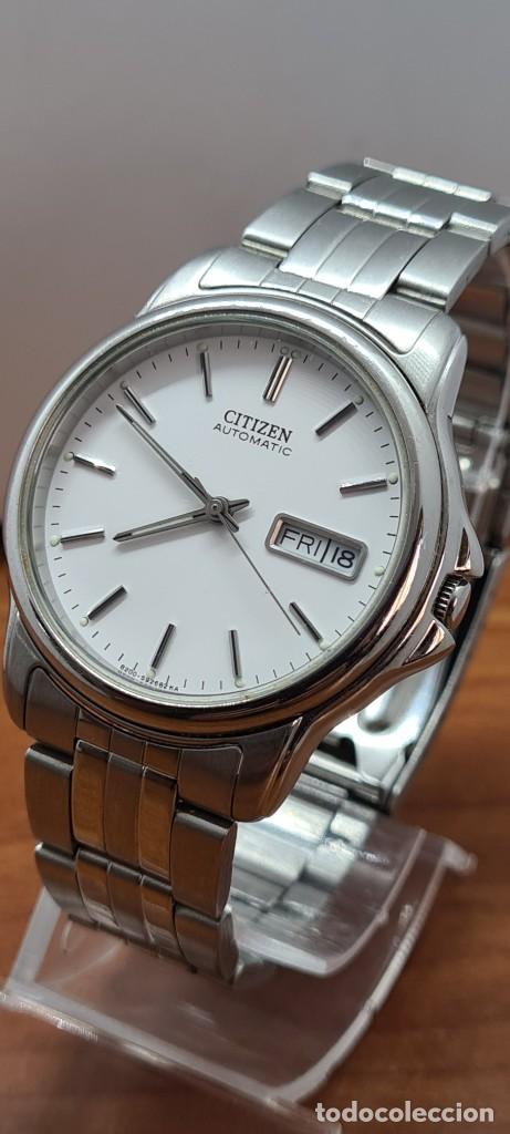 Relojes - Citizen: Reloj caballero (Vintage) CITIZEN automático acero, esfera blanca, doble calendario, correa original - Foto 12 - 284416108