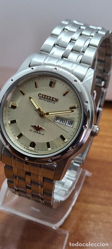 Relojes - Citizen: Reloj (Vintage) CITIZEN automático acero, esfera blanca, doble calendario, correa original Citizen - Foto 2 - 291306058