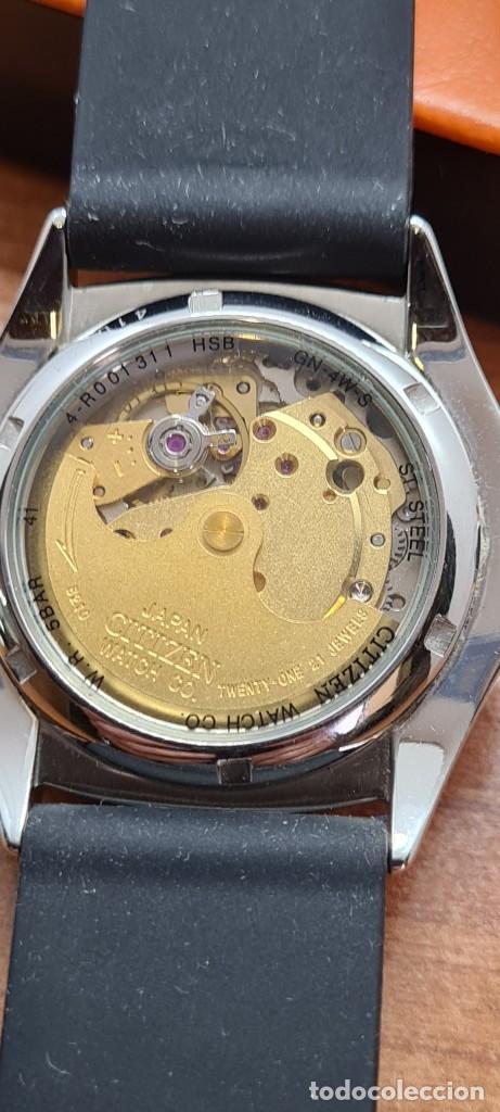 Relojes - Citizen: Reloj (Vintage) CITIZEN automático acero con máquina vista, esfera negra, calendario correa silicona - Foto 14 - 291309818
