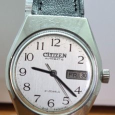 Relojes - Citizen: RELOJ (VINTAGE) CITIZEN ACERO AUTOMÁTICO 21 RUBÍS, ESFERA BLANCA DOBLE CALENDARIO, CORREA NEGRA NUEV. Lote 329862658