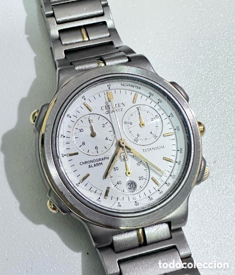 Uhren - Citizen: Reloj CITIZEN TITANIUM ALARM CHRONOGRAPH Con D&iacute;a Jap&oacute;n Vintage