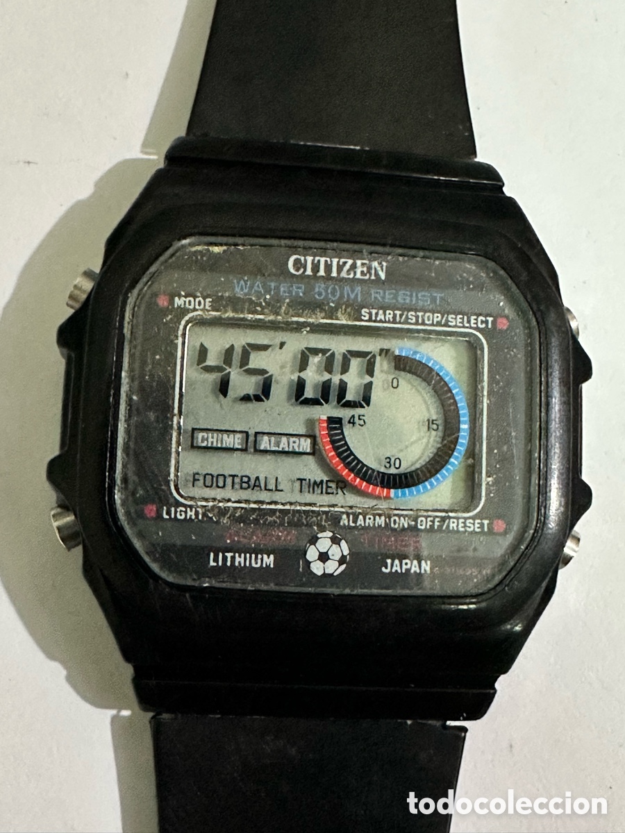 Uhren - Citizen: Raro Reloj CITIZEN DQ-9115 FOOTBALL TIMER Alarm Japon Vintage
