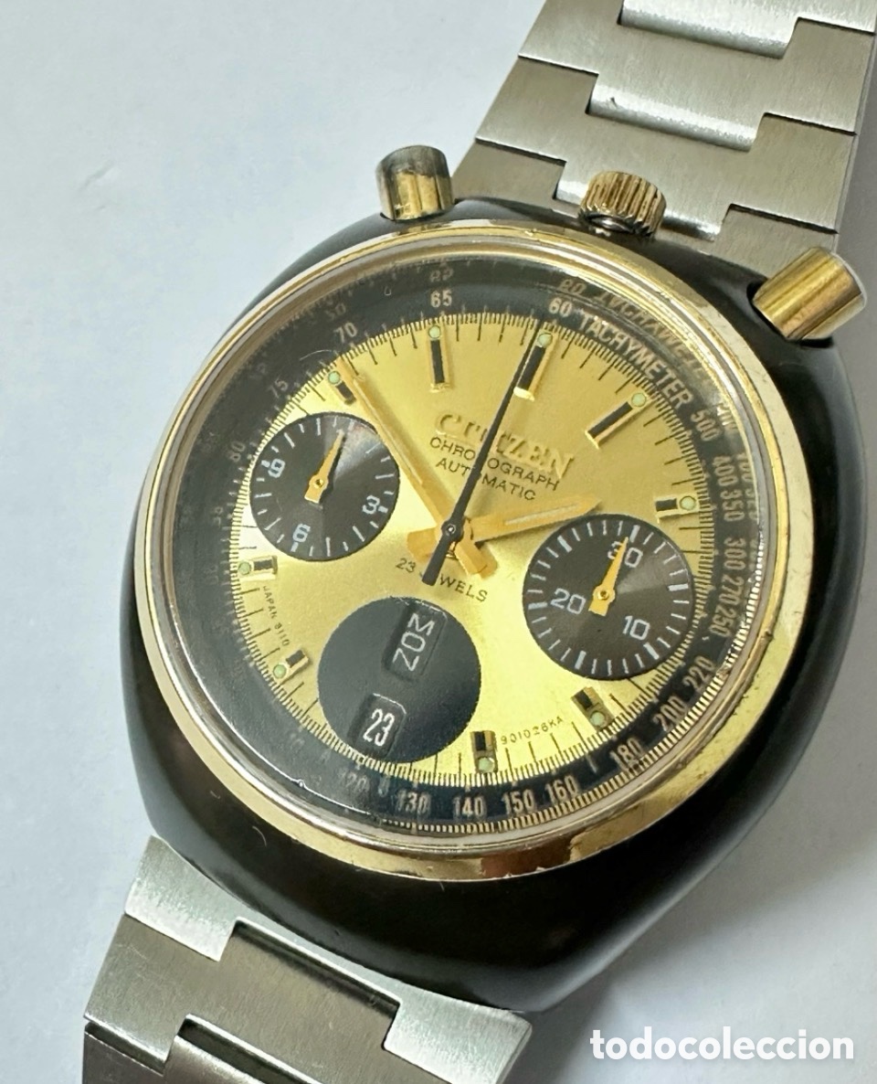 Relojes - Citizen: Antiguo Reloj Citizen Bullhead Chronograph Autom&aacute;tic Calendario Jab&oacute;n Vintage