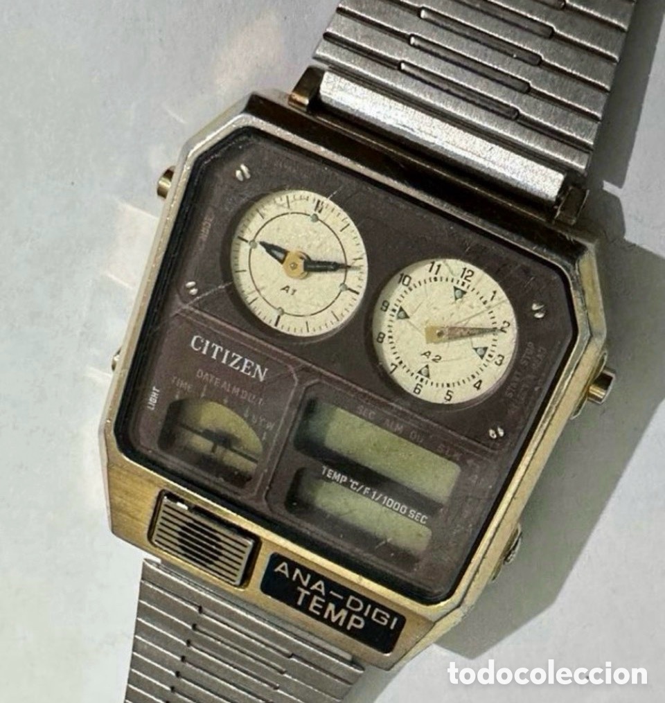 Relojes - Citizen: Antiguo Reloj Citizen vintage de estilo Ana-Digi con funci&oacute;n de temperatura.