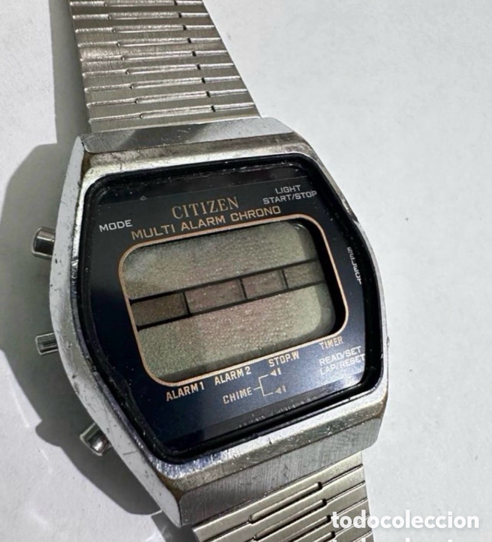 Relojes - Citizen: Antiguo Reloj Citizen digital LCD vintage con m&uacute;ltiples funciones.