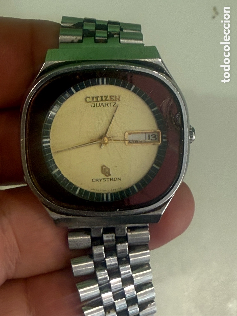 Relojes - Citizen: Reloj caballero Citizen Crystron Quartz vintage con calendario y brazalete original