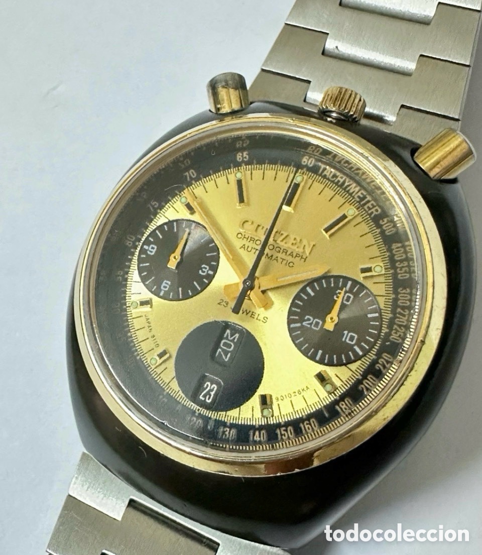 Montres - Citizen: Antiguo Reloj Citizen Bullhead Chronograph Autom&aacute;tic Calendario Jab&oacute;n Vintage