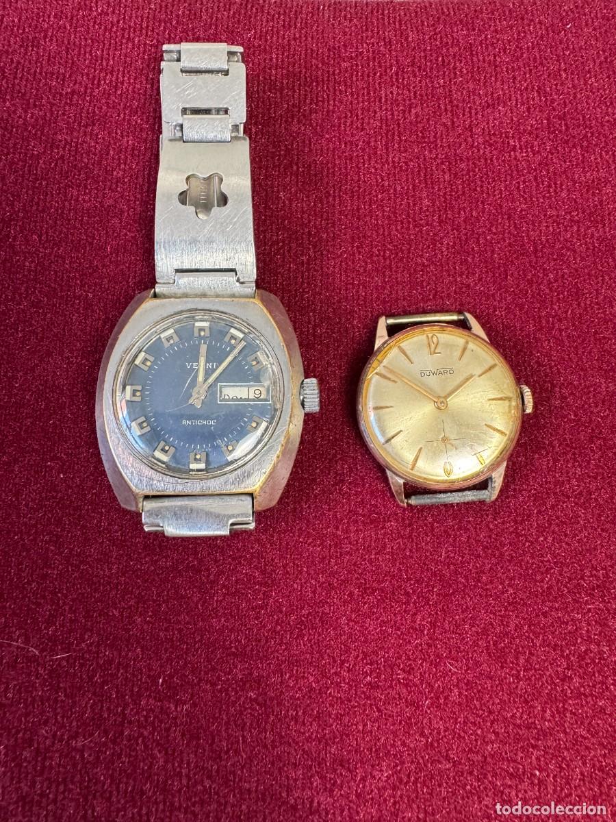 Relojes - Fossil: Lote de 2 relojes vintage para reparar o piezas &ndash; Verni 1960/70 + Duward Swiss 1950/60