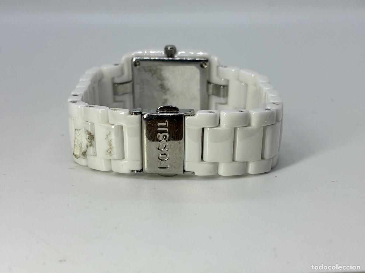 Relojes - Fossil: Fossil Elegant White Ceramic Rectangular Watch with Crystals - Foto 2
