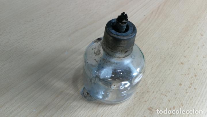 Herramientas de relojes: Antiguo quemador o lamparita de relojero, de cristal entero tanto frasco como tapón - Foto 6 - 187650540