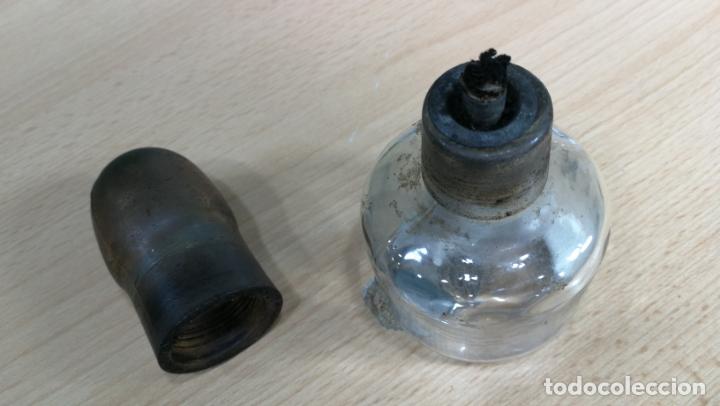 Herramientas de relojes: Antiguo quemador o lamparita de relojero, de cristal entero tanto frasco como tapón - Foto 20 - 187650540
