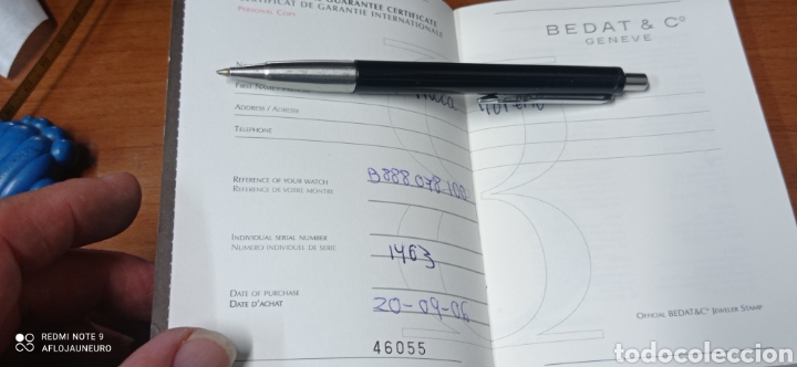 Herramientas de relojes: Garantia reloj BEDAT & C&ordm; GENEVE - Foto 5