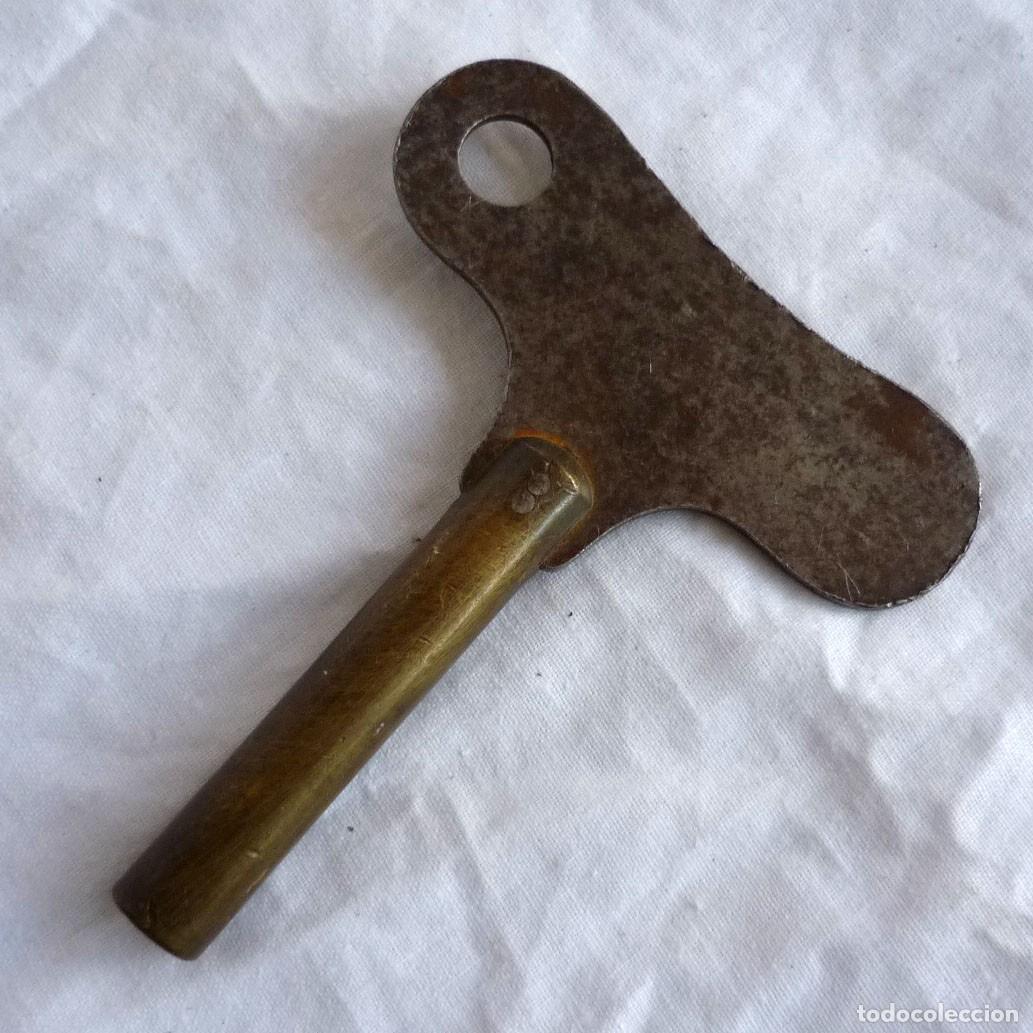 Herramientas de relojes: Llave grande de reloj, hierro y bronce - Foto 1