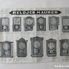 Herramientas de relojes: RELOJES MAURER - ANTOGUO CARTEL PUBLICITARIO. Lote 399089179