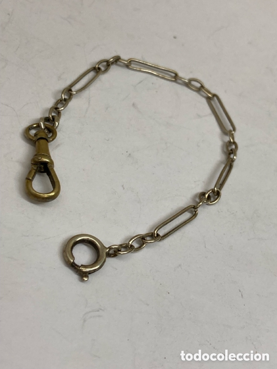Herramientas de relojes: Leontina de plata reloj de bolsillo con cierre lat&oacute;n /Le07 - Foto 1