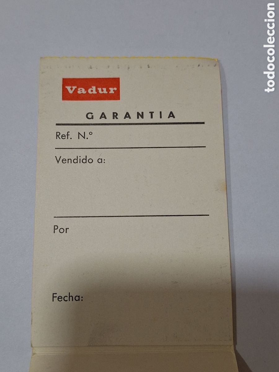 Herramientas de relojes: Certificado de garant&iacute;a reloj Vadur . - Foto 5