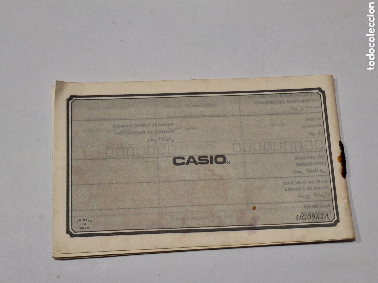 Herramientas de relojes: Certificado de garant&iacute;a y gu&iacute;a reloj Casio 160 . - Foto 2