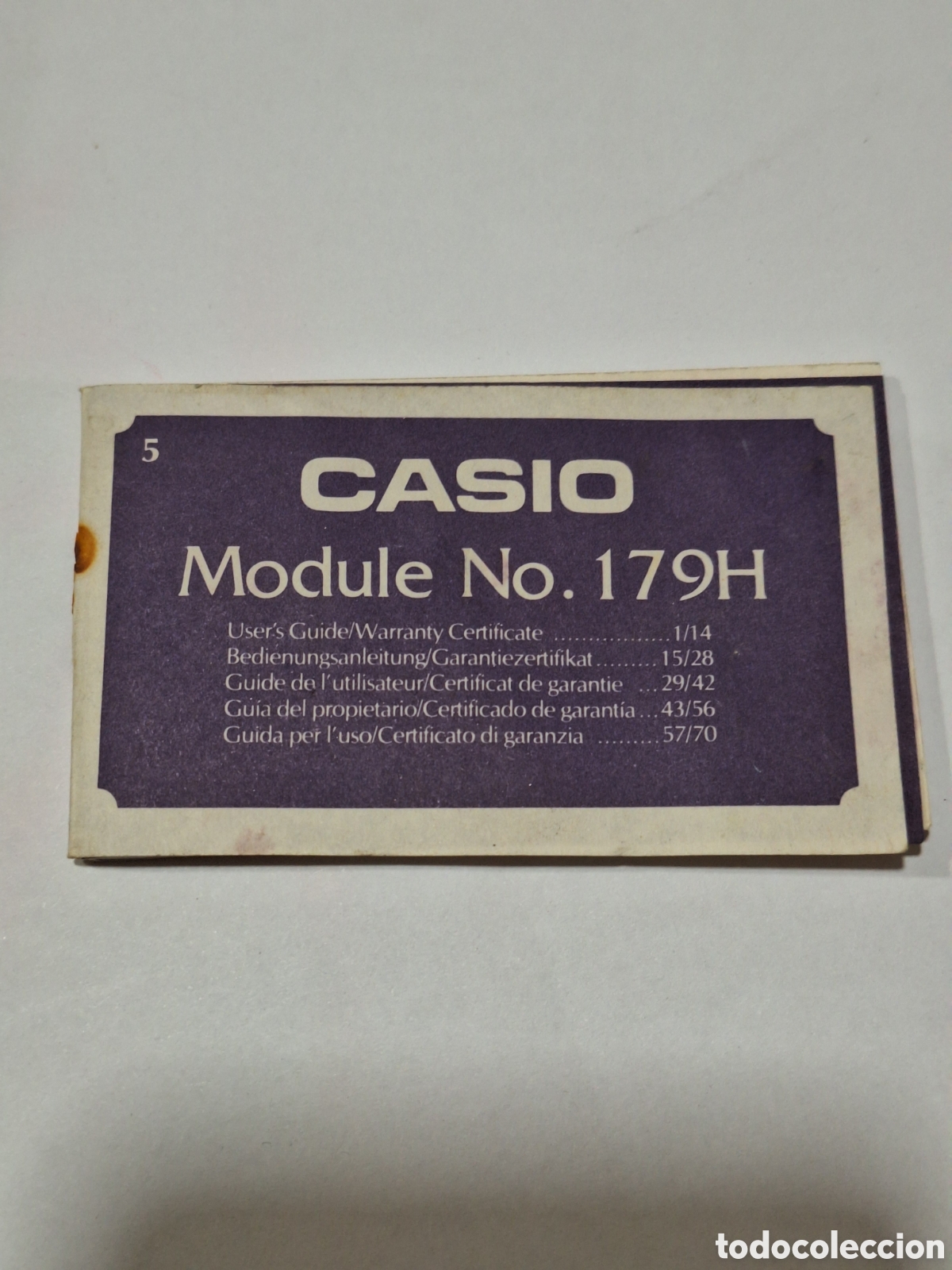 Herramientas de relojes: Certificado de garant&iacute;a y gu&iacute;a reloj Casio 179 . - Foto 1
