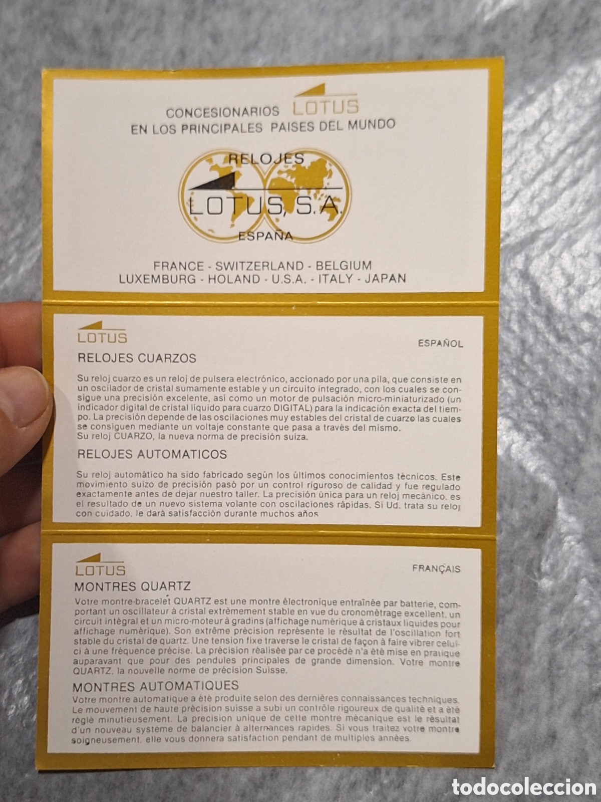 Herramientas de relojes: Certificado de garant&iacute;a reloj Lotus . - Foto 2