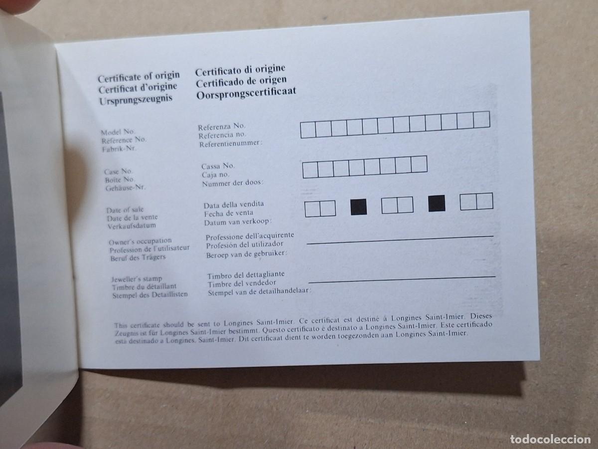 Herramientas de relojes: Certificado de garant&iacute;a Longines LCD - Foto 5