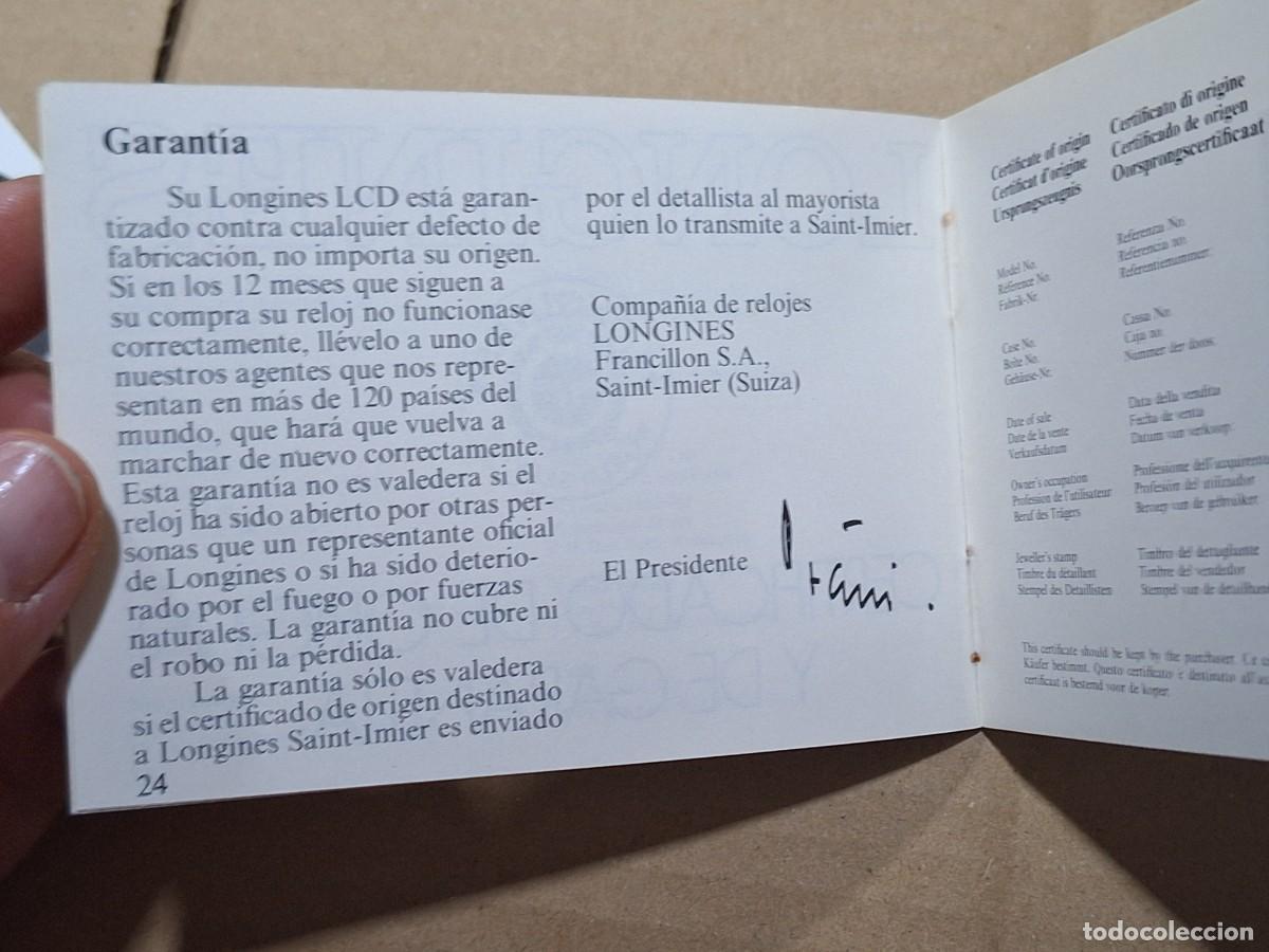 Herramientas de relojes: Certificado de garant&iacute;a Longines LCD - Foto 7