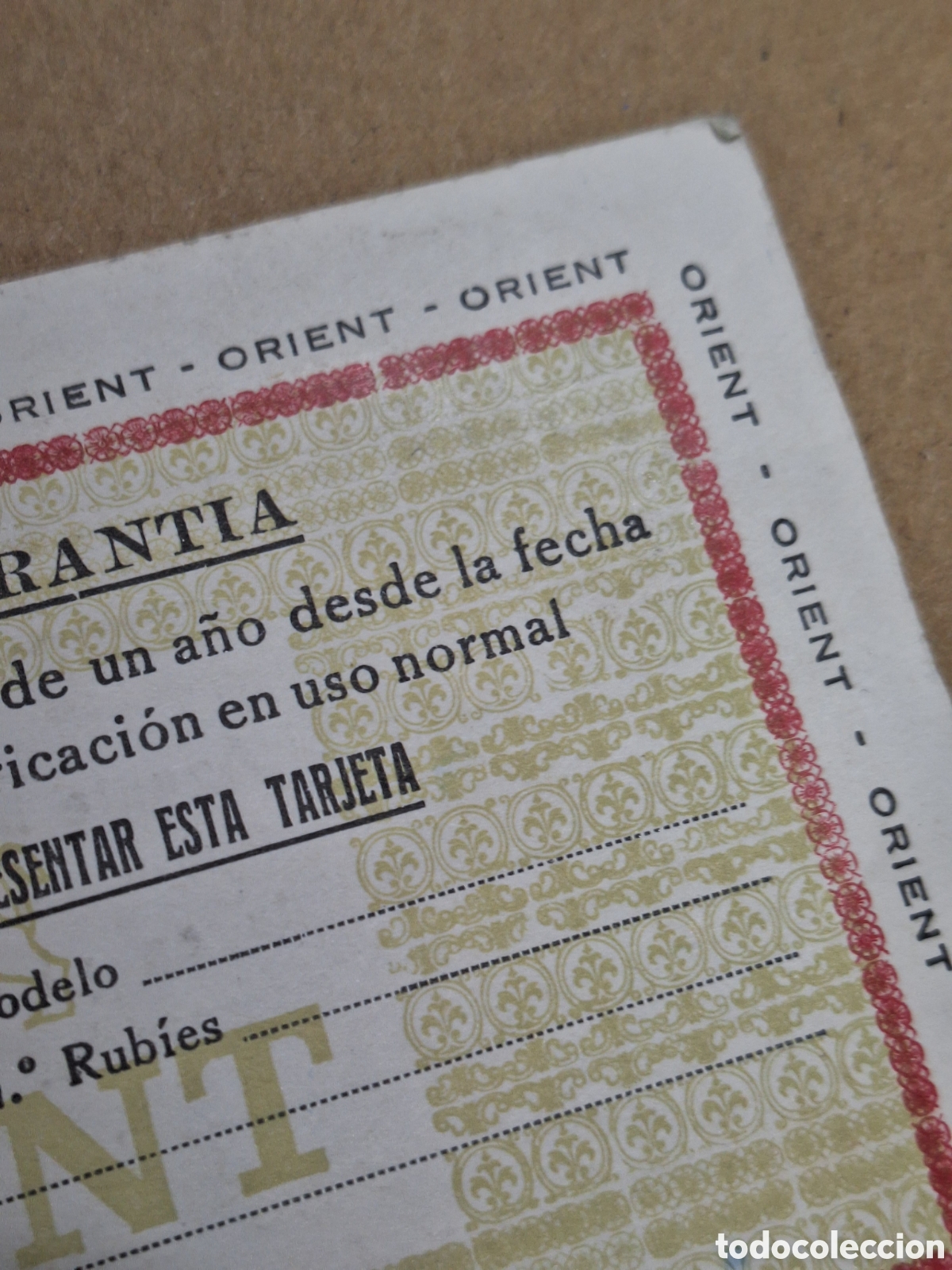 Herramientas de relojes: Certificado de garant&iacute;a reloj Orient . - Foto 5