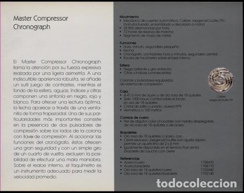 Herramientas de relojes: Catalogo Jaeger LeCoultre / Laminas Master Compressor Chronograph - Foto 3