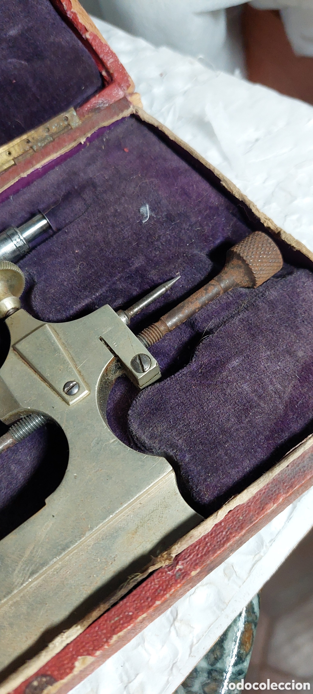 Herramientas de relojes: 1920 - antiguo torno de relojero para pivotar ejes - Foto 3