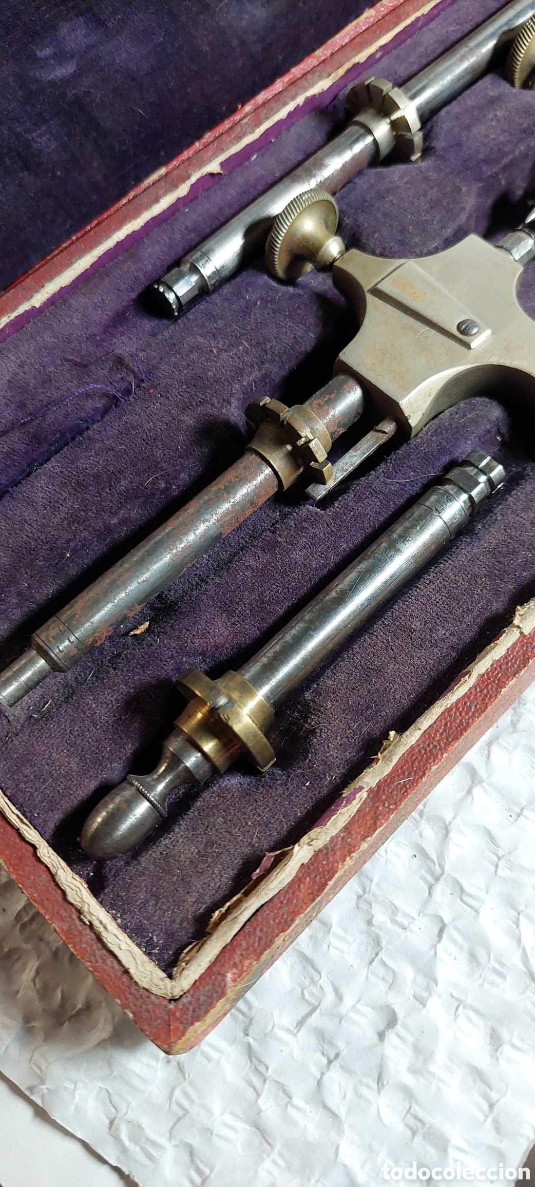 Herramientas de relojes: 1920 - antiguo torno de relojero para pivotar ejes - Foto 5