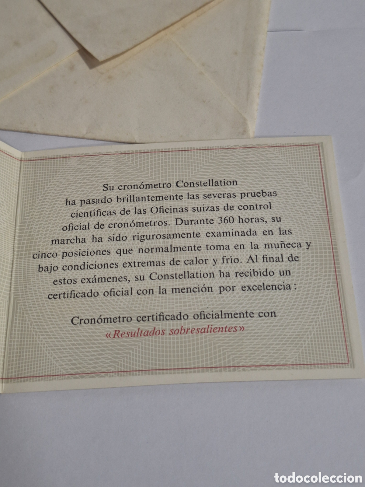 Herramientas de relojes: Certificado de alta precisi&oacute;n Omega . Certificado cron&oacute;metro Constellation. - Foto 4