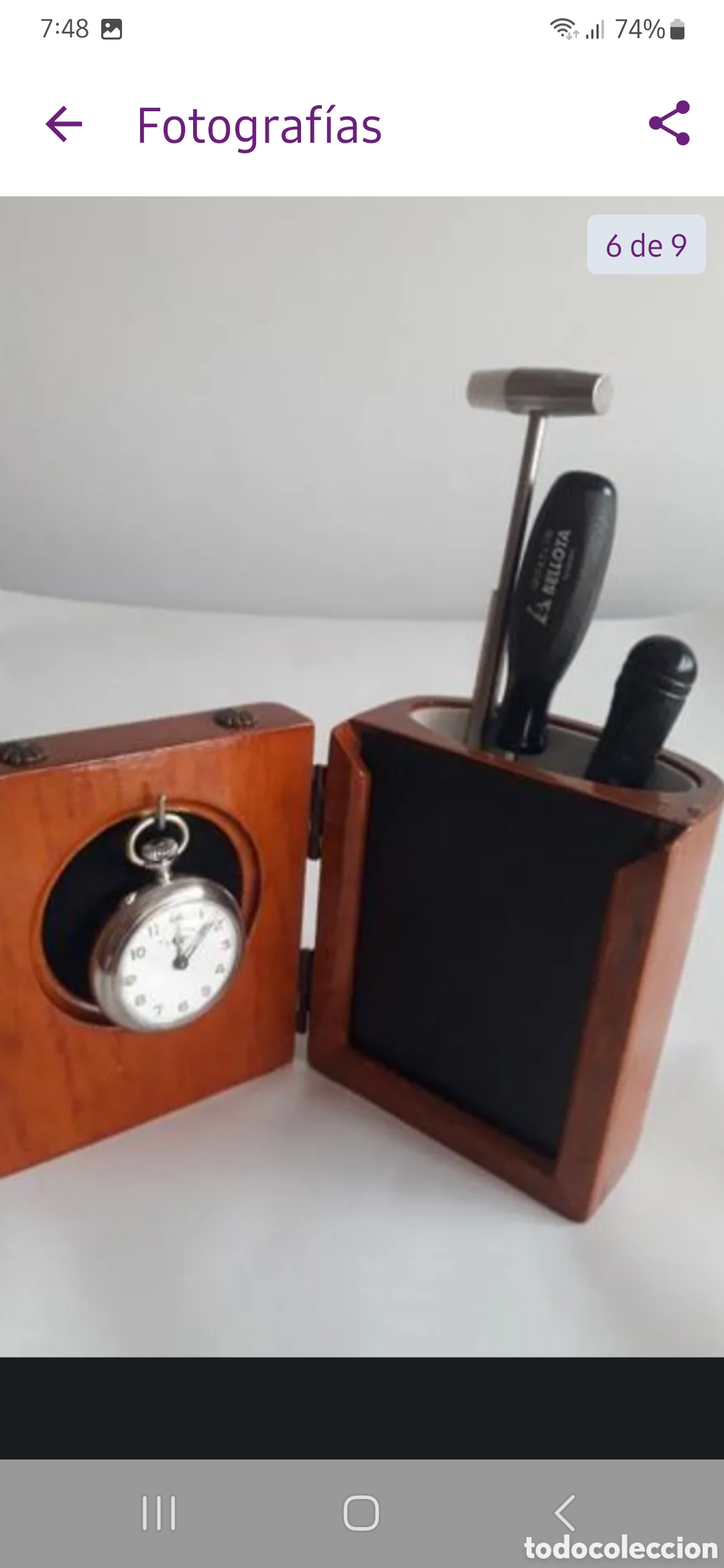 Herramientas de relojes: SOPORTE PARA RELOJ DE BOLSILLO ANTIGUO - Foto 2