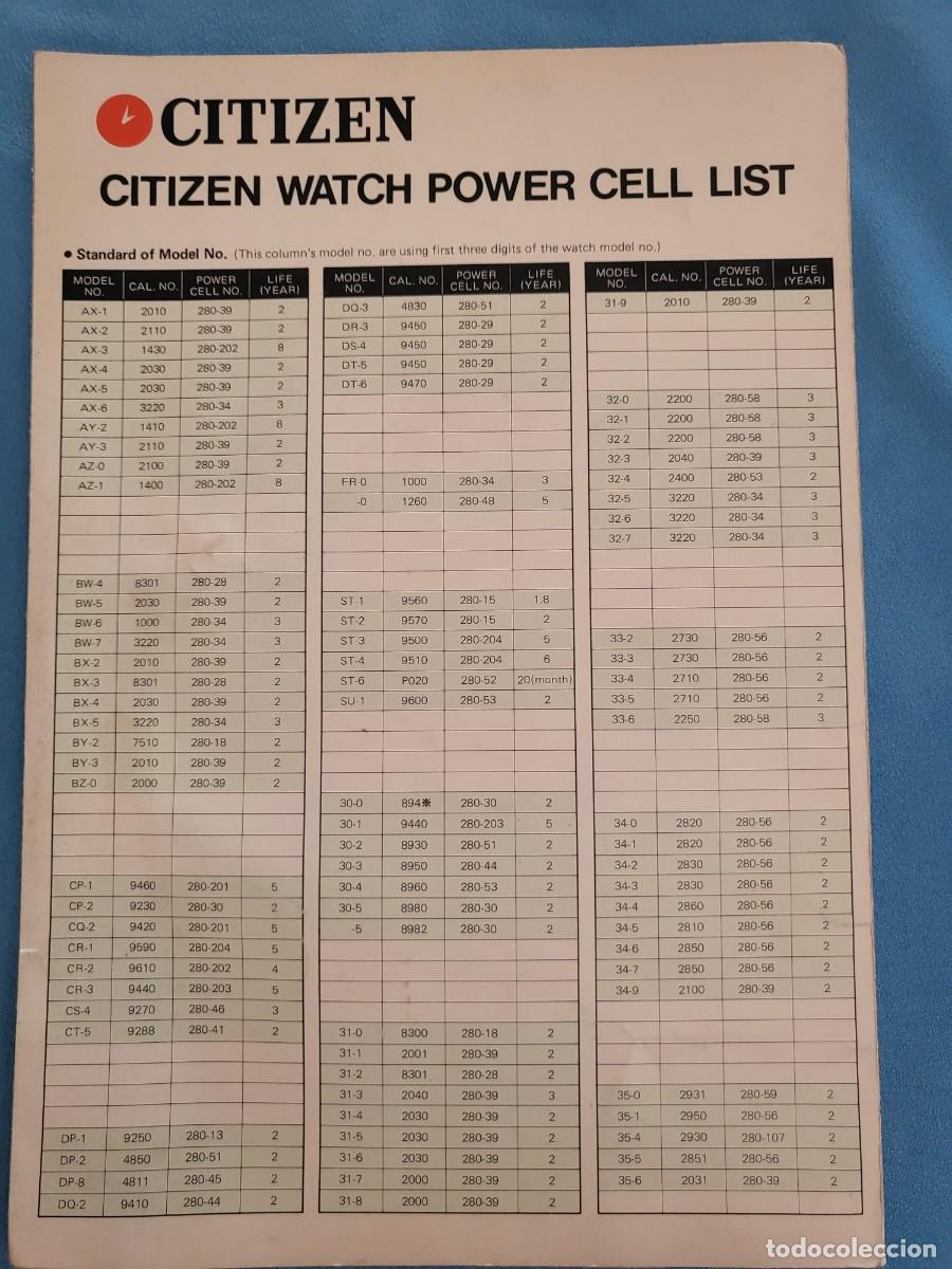 Herramientas de relojes: CITIZEN Guia/Cat&aacute;logo de pilas para relojes - Foto 1