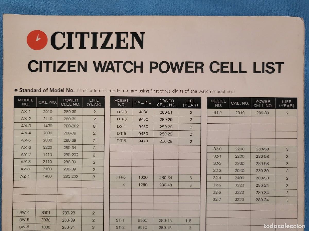 Herramientas de relojes: CITIZEN Guia/Cat&aacute;logo de pilas para relojes - Foto 2