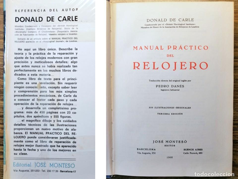 Herramientas de relojes: MANUAL DEL RELOJERO. DONALD de CARLE - Foto 2