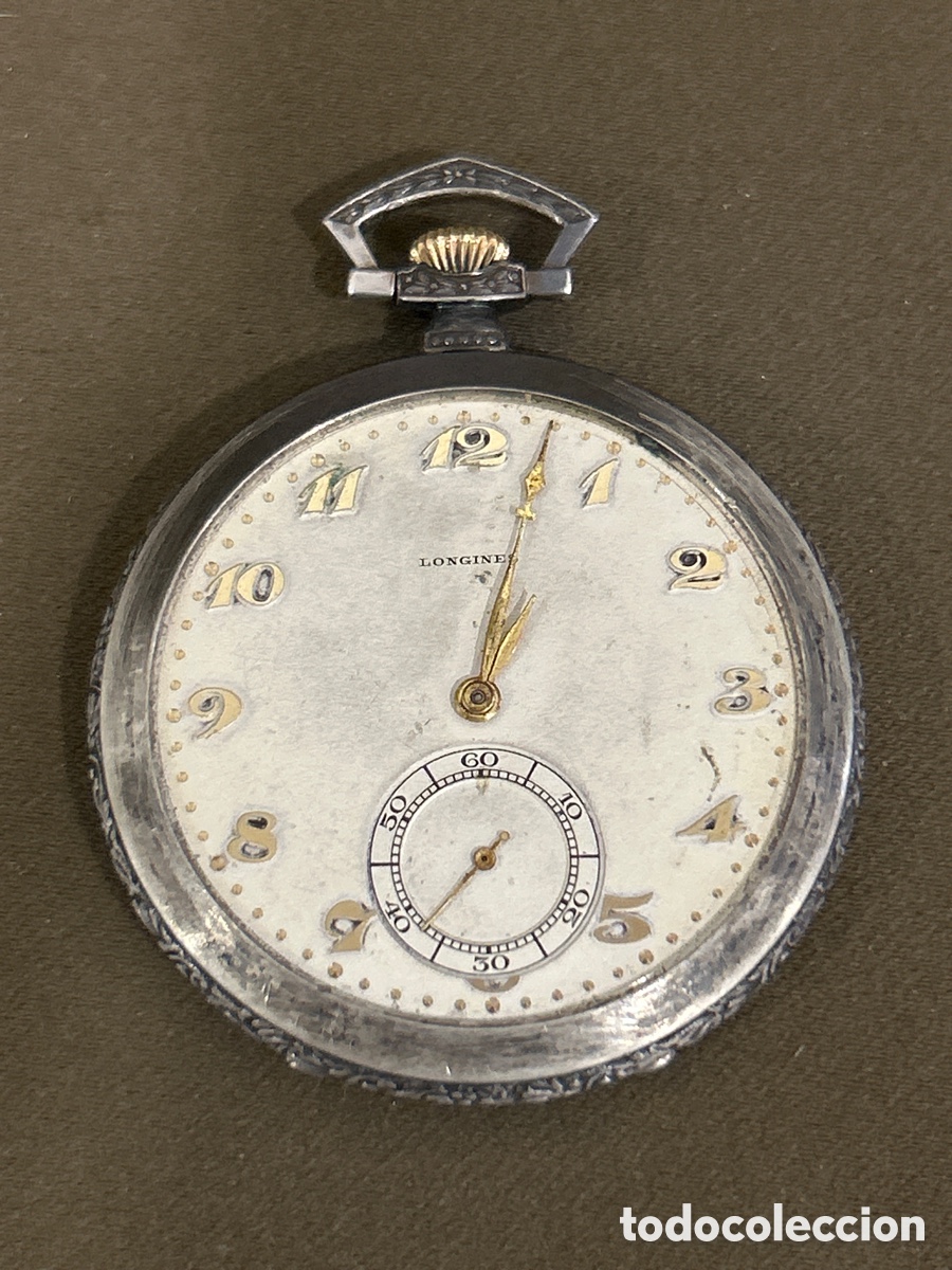 Relojes - Longines: ANTIGUO RELOL LONGINES DE BOLSILLO PLATA 925, 47 MM SIN CONTAR CORONA *VER FOTOS*