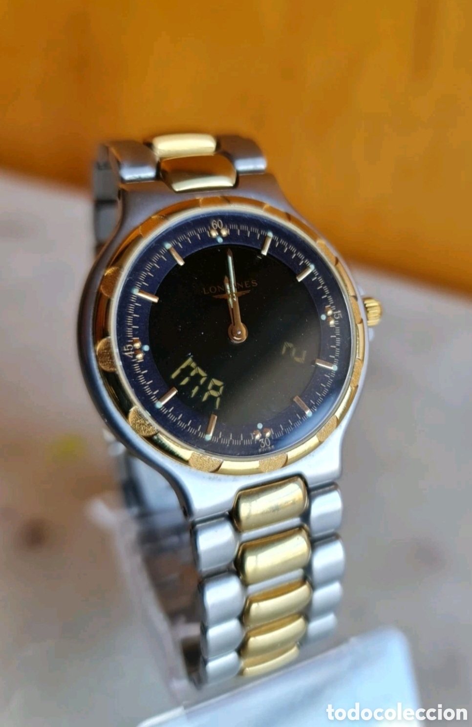 Relojes - Longines: N.O.S Rare longines Watch Conquest 2 Tone Model Depose Eol Digital l1 622 3 Gold Bezel