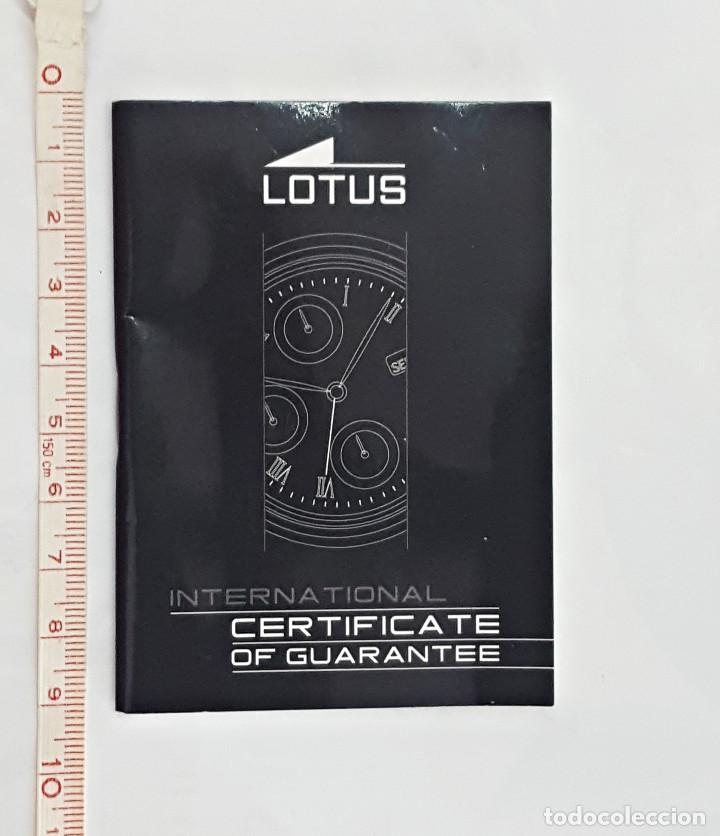 Relojes - Lotus: CERTIFICADO INTERNACIONAL DE GARANTIA DE RELOJ LOTUS. - Foto 1 - 158459482