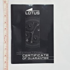 Relojes - Lotus: CERTIFICADO INTERNACIONAL DE GARANTIA DE RELOJ LOTUS.. Lote 158459482