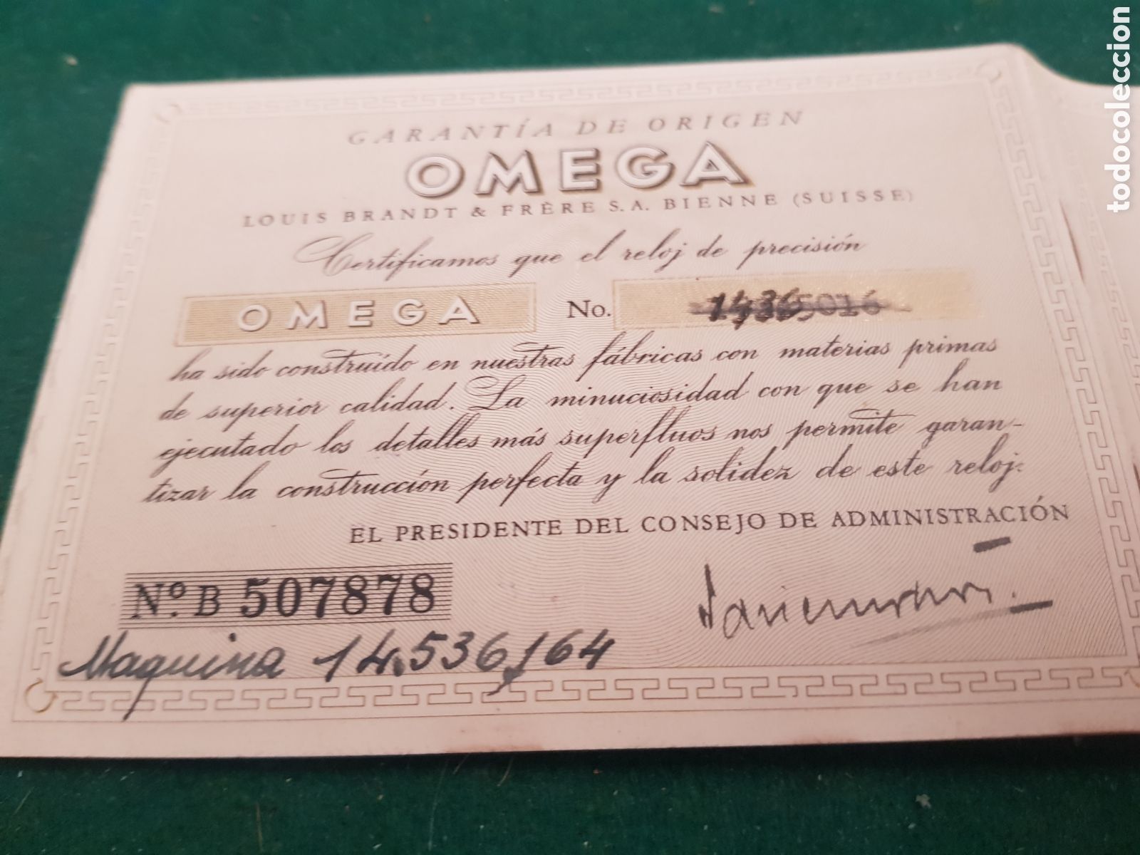 Relojes - Omega: Omega documento garantia - Foto 1