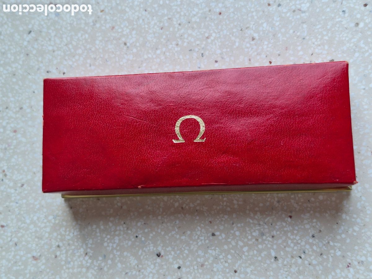 Relojes - Omega: CAJA ESTUCHE para RELOJ OMEGA de PIEL ROJA y CART&Oacute;N - 14 X 5,5 X2,5 CM. - Muy Bonita
