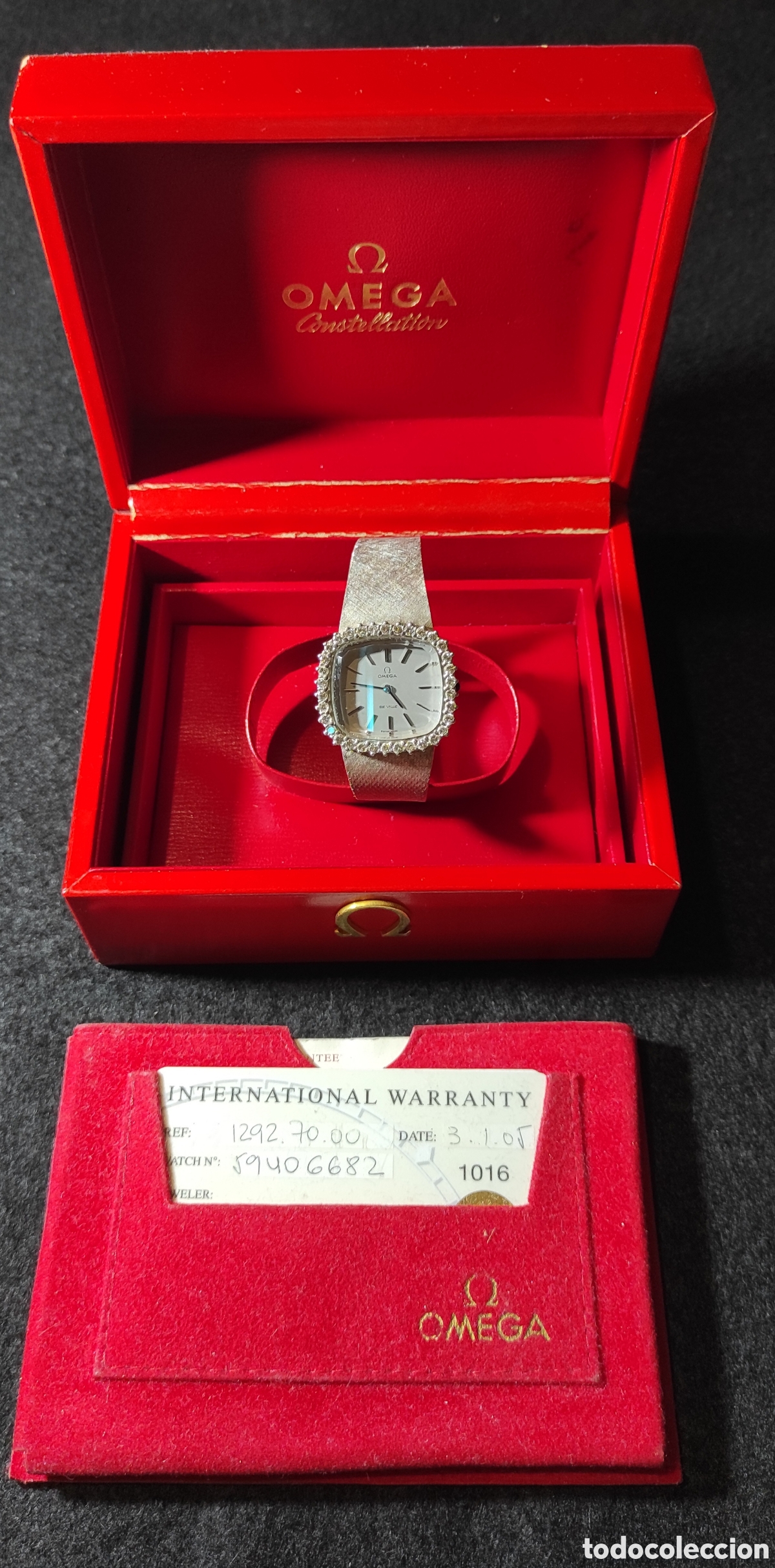 Relojes - Omega: Reloj Omega Deville. Oro blanco y brillantes. Reloj, caja y documentaci&oacute;n original